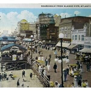 Atlantic City Postcard Boardwalk Alamac Pier New Jersey 1924 James Taffy Robbins